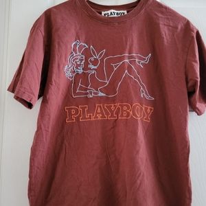 Pacson Playboy Bunny Brick Red Embroidered T-Shirt Unisex size Medium